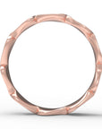Close up of the Lotus womens wedding band by Fluid Jewellery in rose gold 3