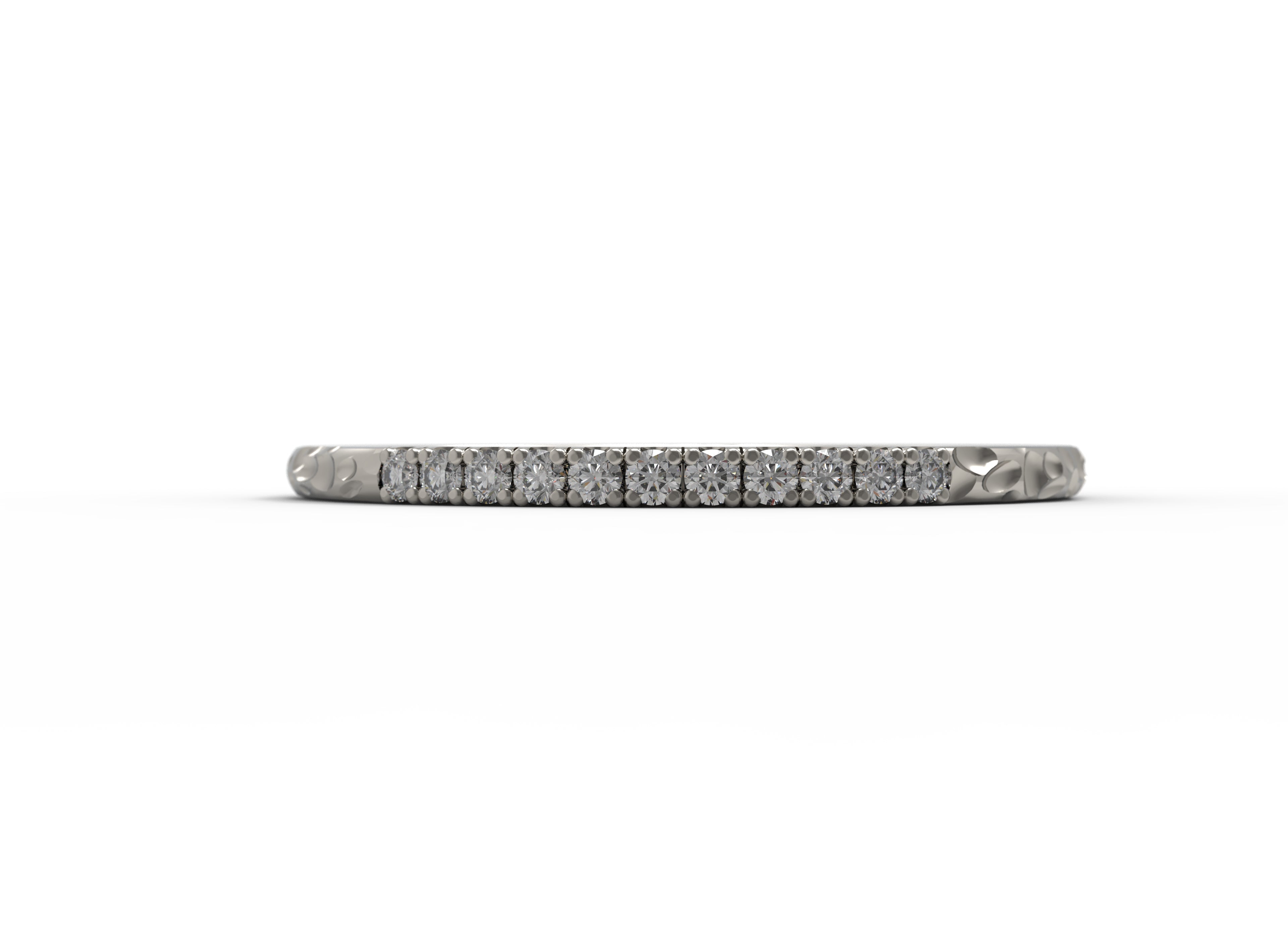Close up of the Pave Ava womens wedding band by Fluid Jewellery in white gold