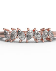 Close up of thecluster Maeve womens wedding band by Fluid Jewellery in rose gold