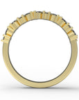 Close up of the cluster Marissa womens wedding band by Fluid Jewellery in yellow gold 3