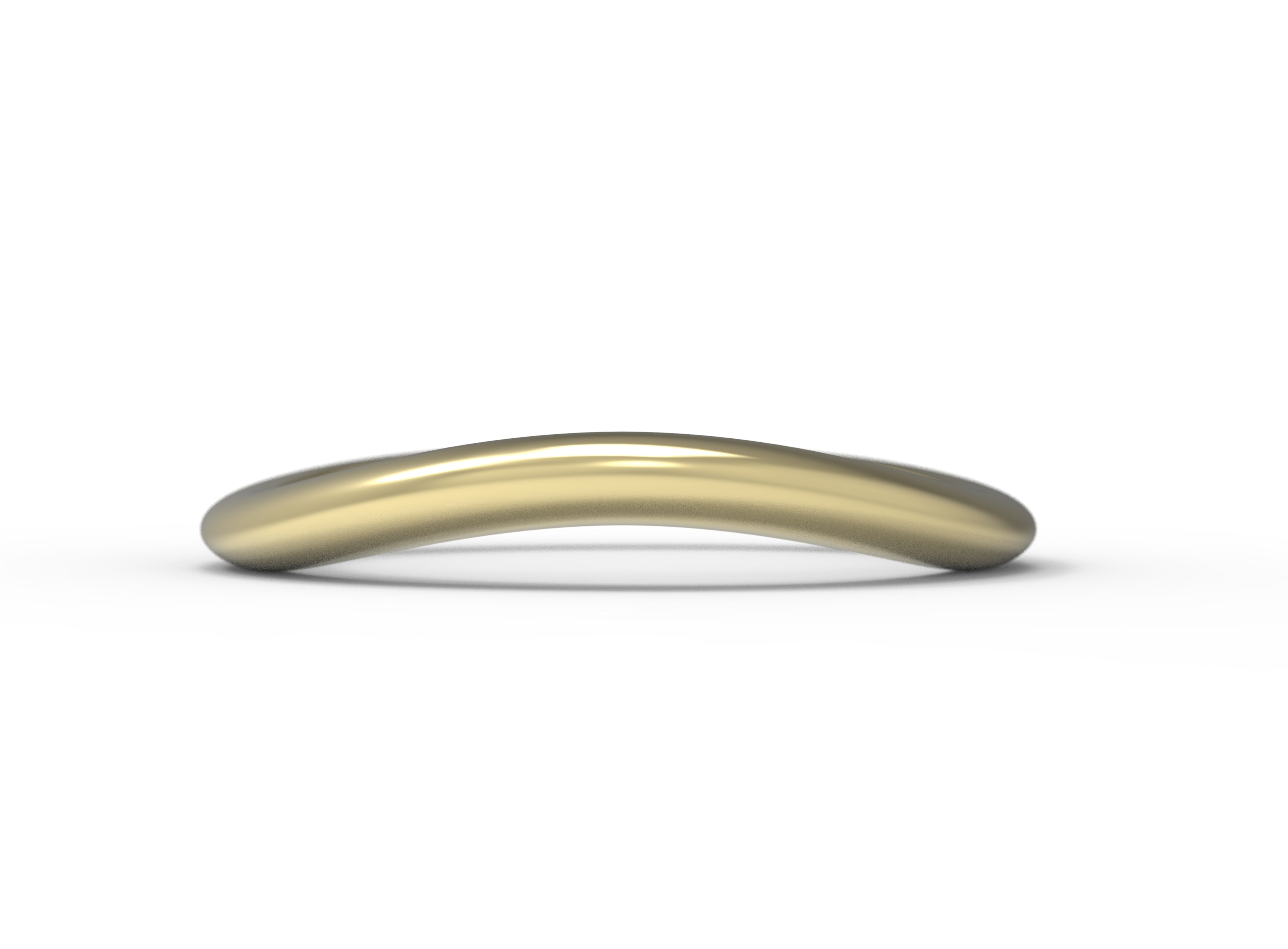 Close up of the curved flow womens wedding band by Fluid Jewellery in yellow gold 2