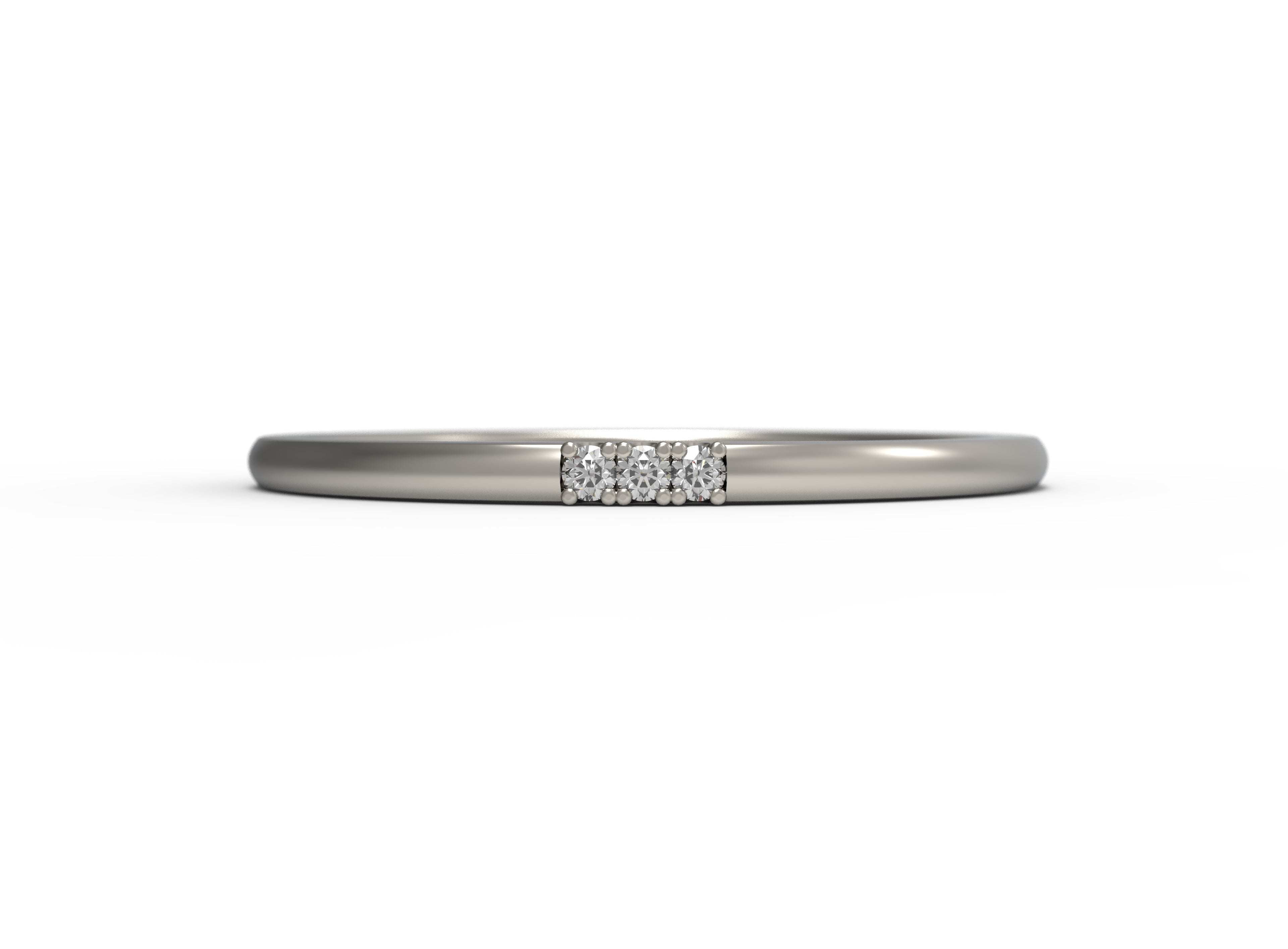 Close up of the Pave Jane womens wedding band by Fluid Jewellery in white gold