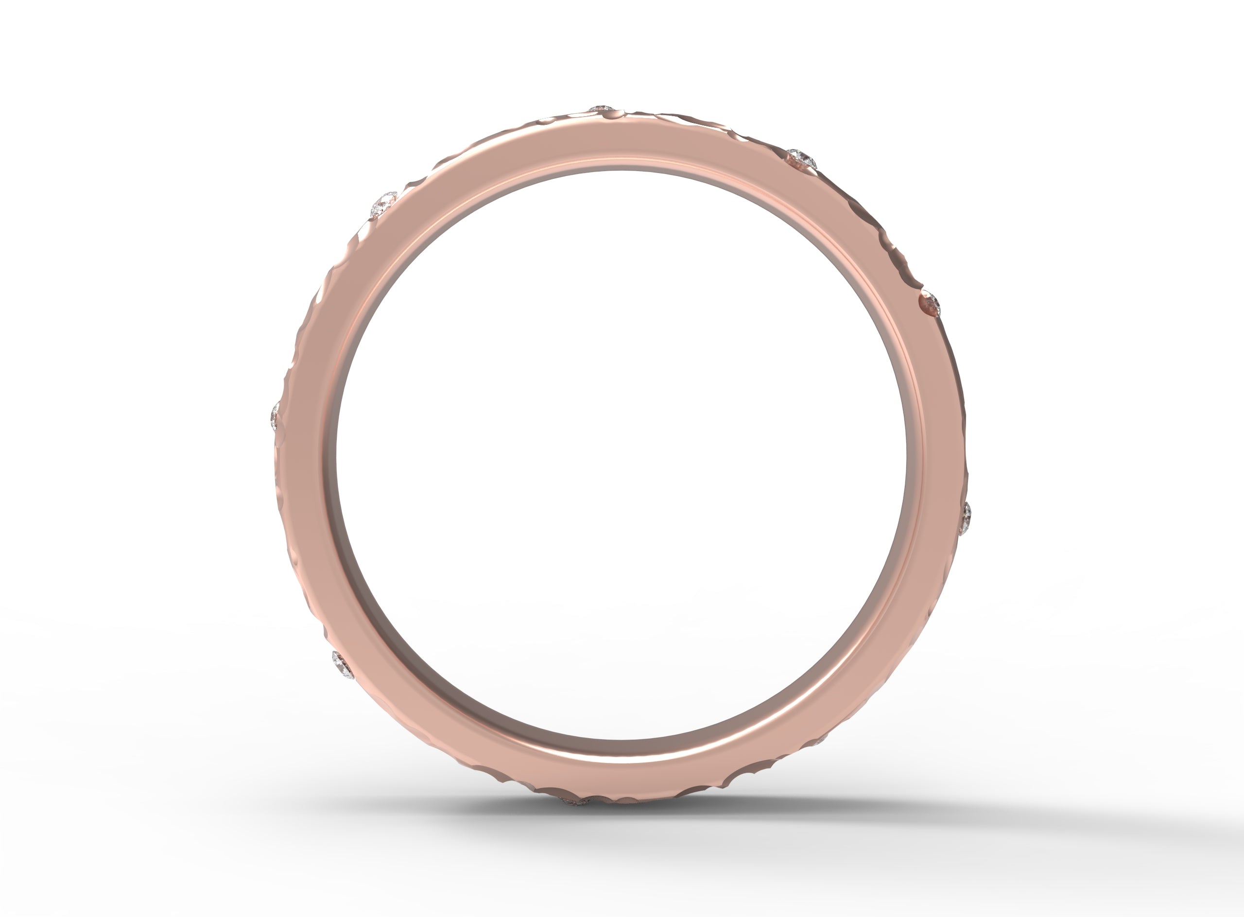 Close up of the Starlight womens wedding band by Fluid Jewellery in rose gold 3