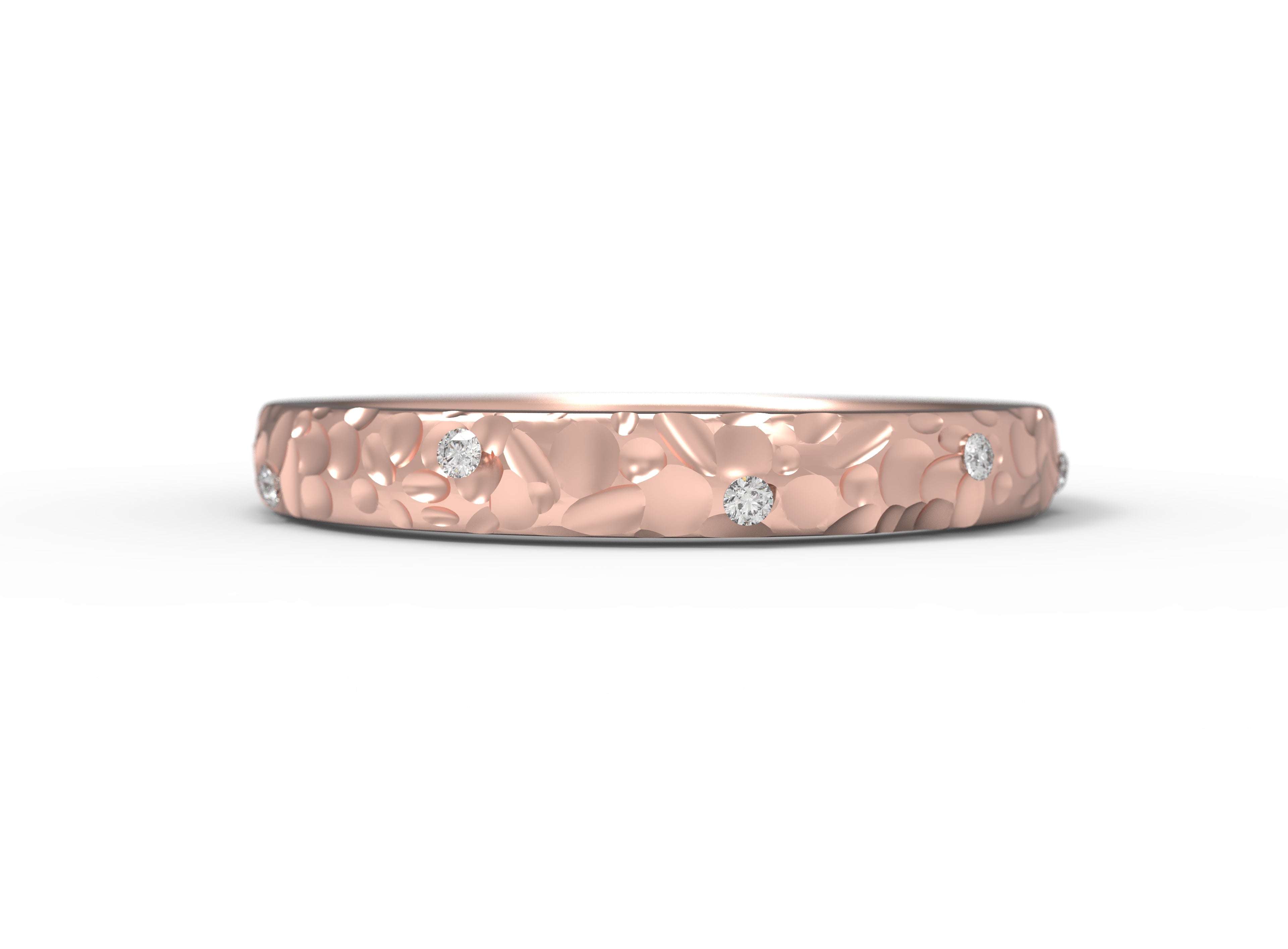 Close up of the Starlight womens wedding band by Fluid Jewellery in rose gold