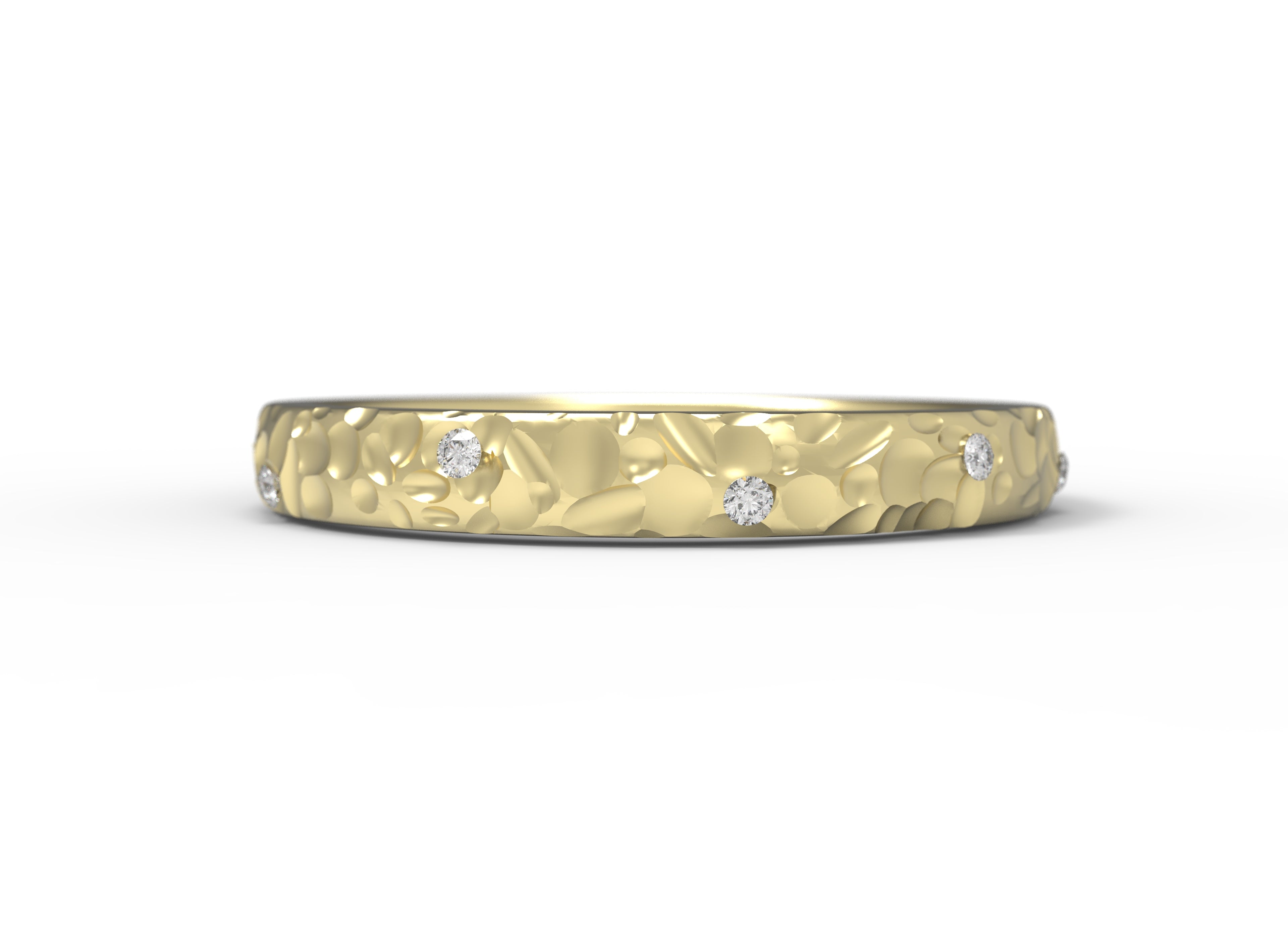 Close up of the Starlight womens wedding band by Fluid Jewellery in yellow gold